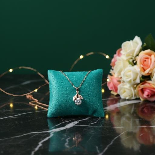 Floral Leaf Pendant Chain - Rose Gold